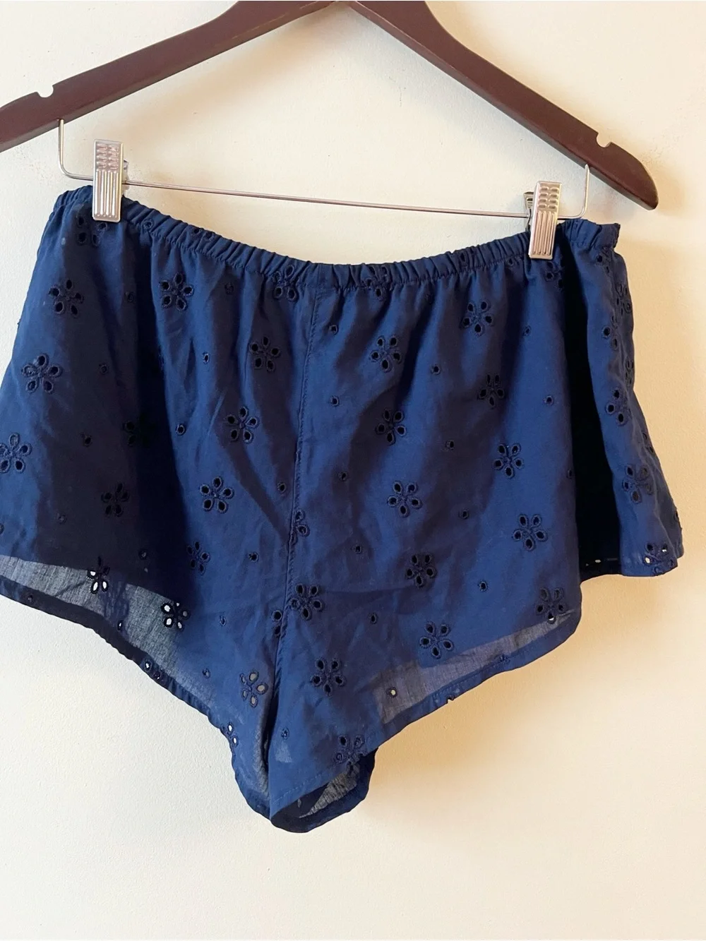 Victoria Secret Navy Blue Floral Eyelet Sleep Shorts Size Large